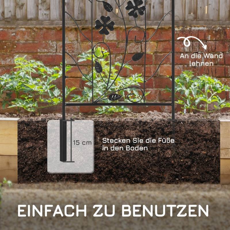Lot de 2 treillis métal plantes grimpantes jardin support décoration 38x98cm noir - ComfortXL Outdoor Living - Image 4