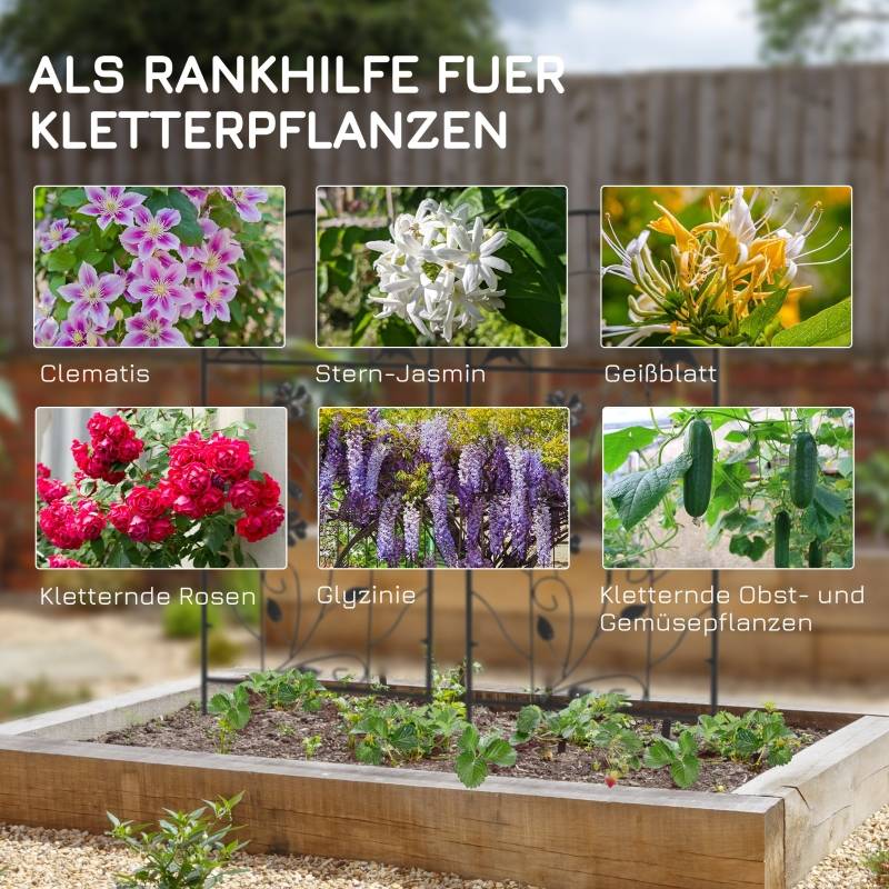 Lot de 2 treillis métal plantes grimpantes jardin support décoration 38x98cm noir - ComfortXL Outdoor Living - Image 3