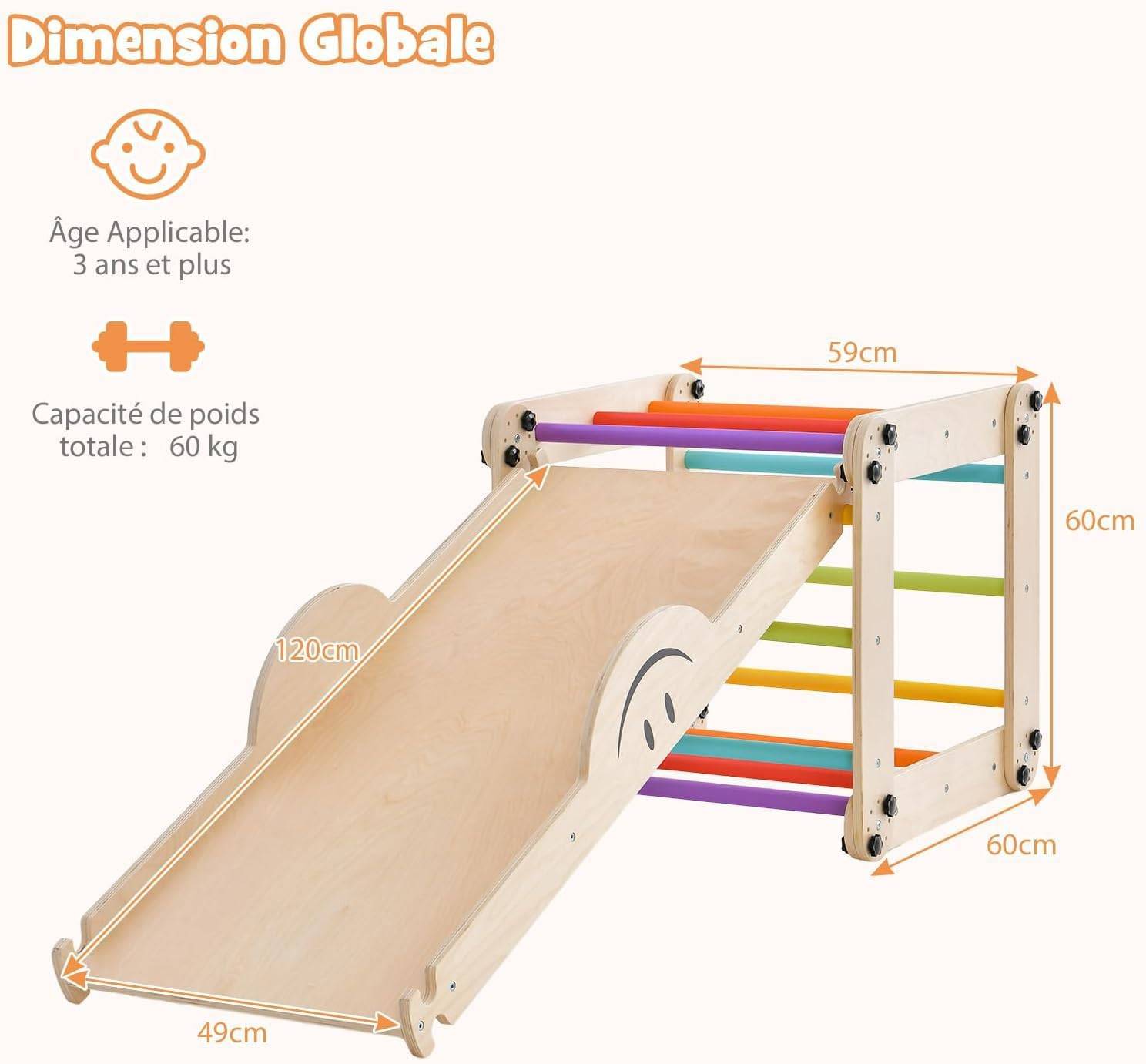 5 en 1 Échelle d'escalade Montessori Enfants avec Rampe Double Face , Charge 60kg de 3 Ans+ - Image 10