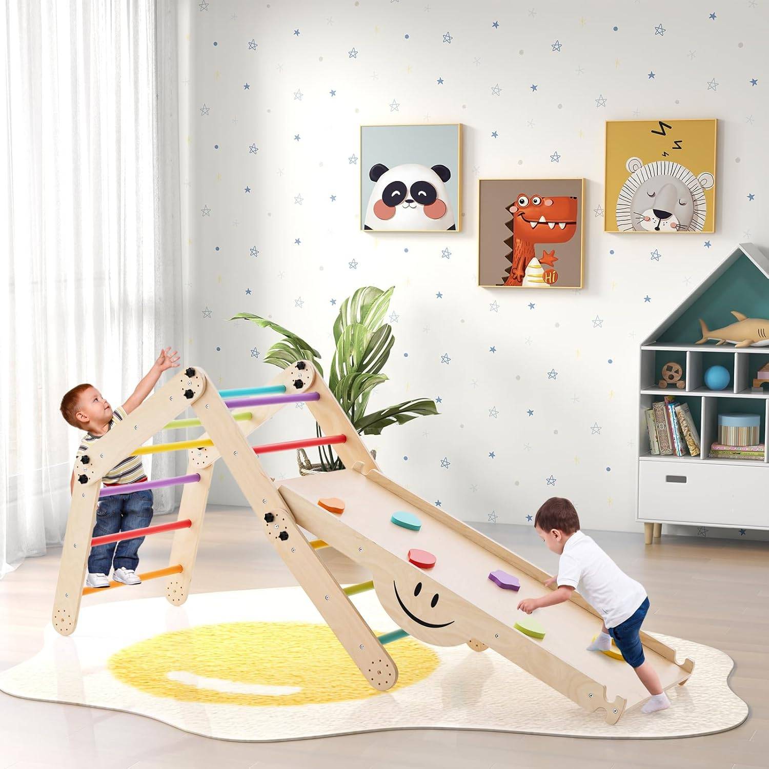 5 en 1 Échelle d'escalade Montessori Enfants avec Rampe Double Face , Charge 60kg de 3 Ans+ - Image 6