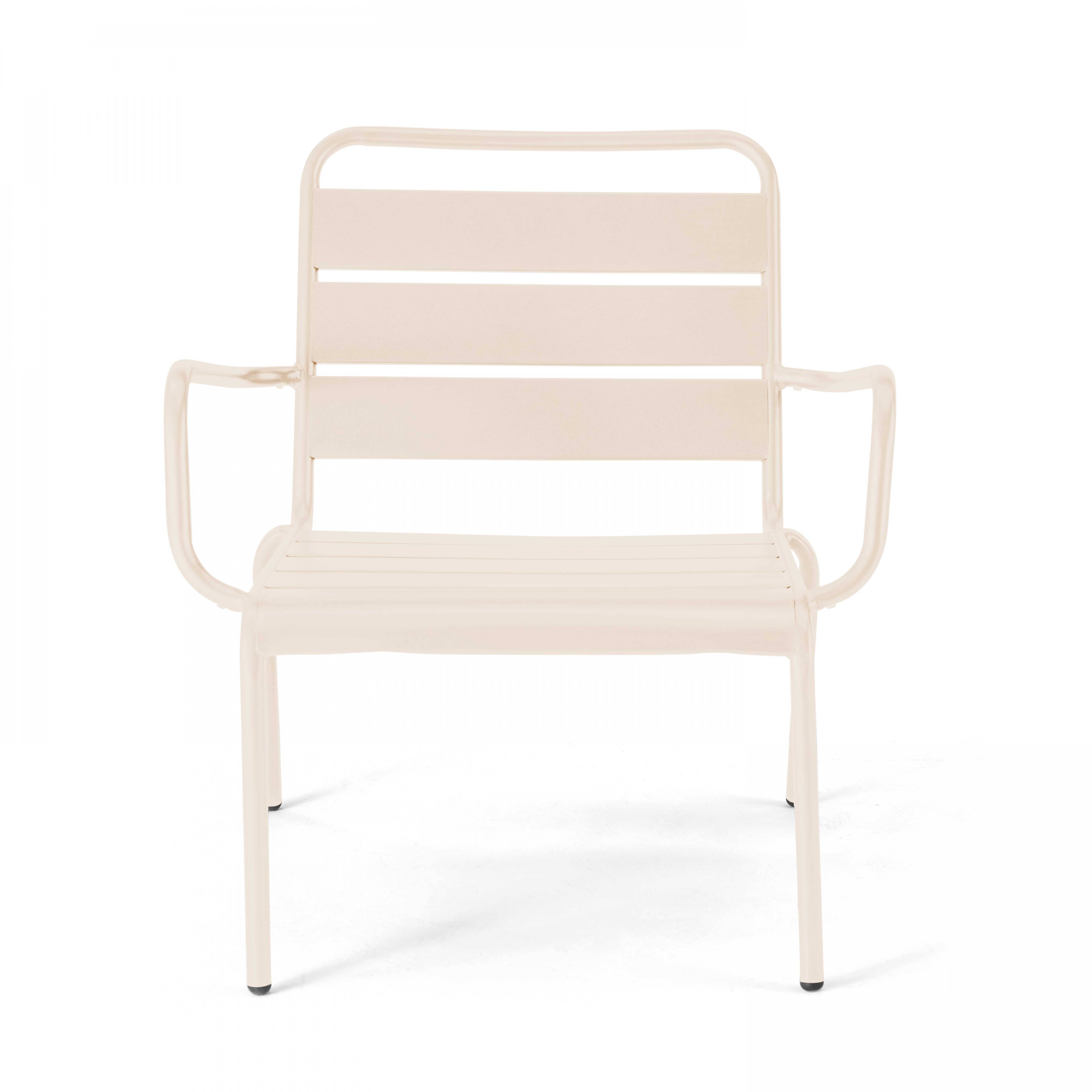 Oviala - Fauteuil de jardin bas relax acier ivoire Palavas - Oviala - Image 3