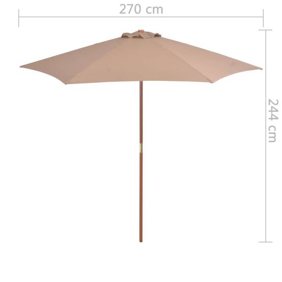 Parasol bois taupe 270 x 270 x 244 cm - PANGIVO - Image 6