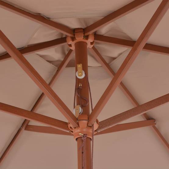 Parasol bois taupe 270 x 270 x 244 cm - PANGIVO - Image 5
