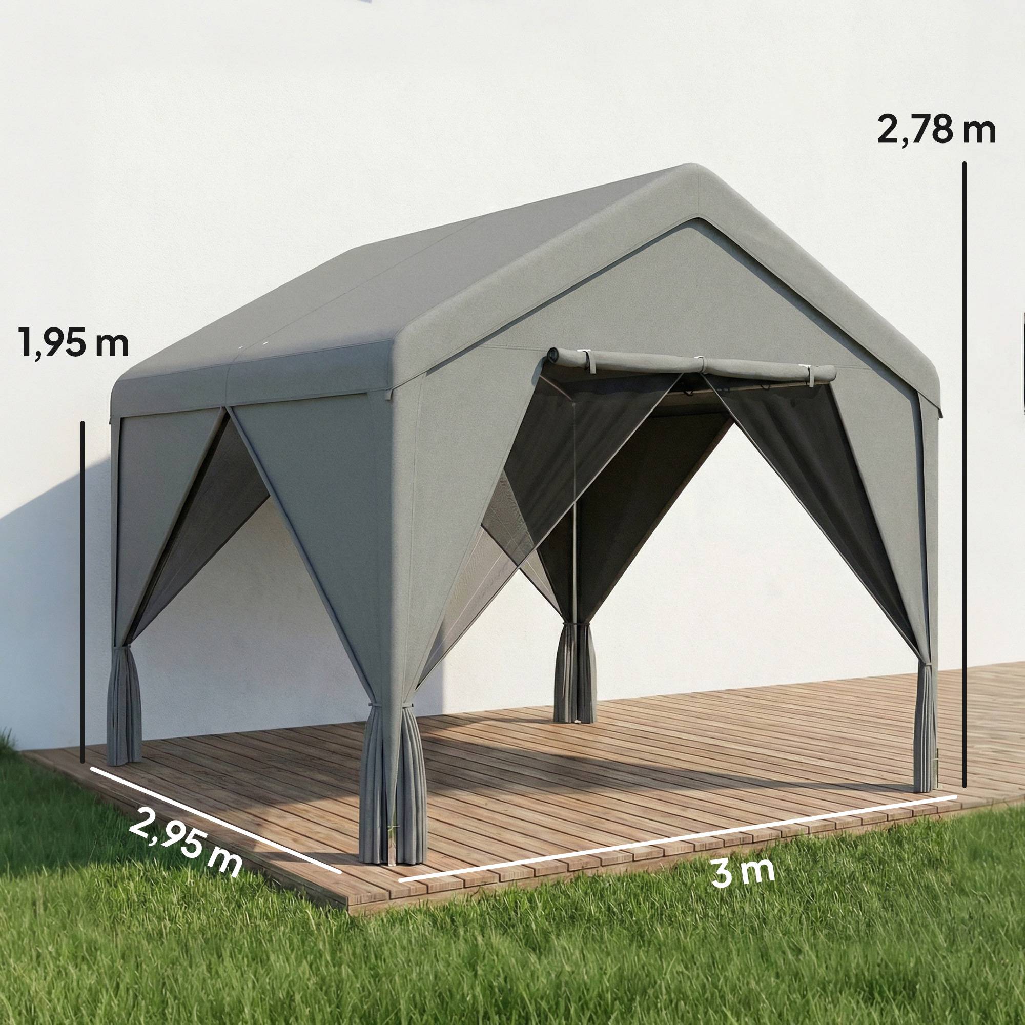 Maison Chic - Tonnelle de jardin pavillon de jardin hydrofuge - 300x295x278cm Acier galvanisé Gris fr537 - Image 5