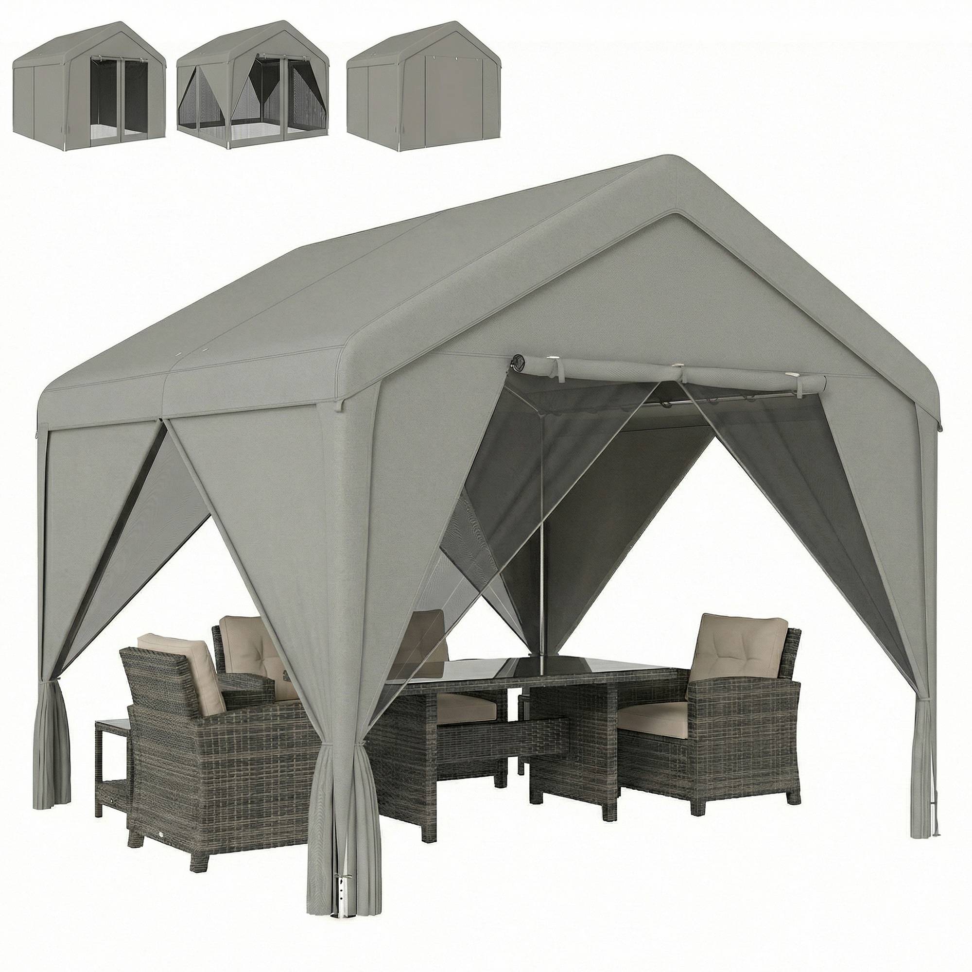 Maison Chic - Tonnelle de jardin pavillon de jardin hydrofuge - 300x295x278cm Acier galvanisé Gris fr537 - Image 2