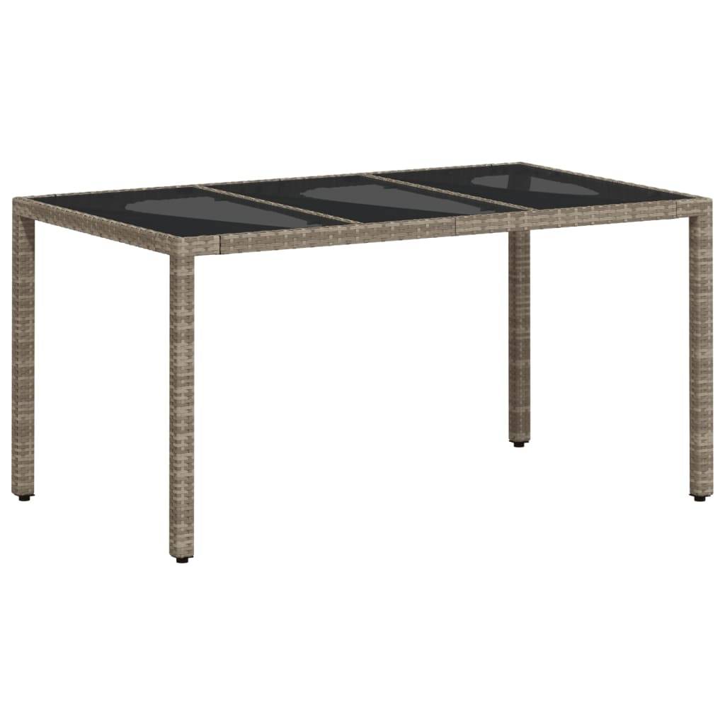 Table de Jardin Rectangulaire 150cm 6 Personnes Gris Clair, Résine Tressée et Verre Sécurit – ComfortXL Outdoor Living - Image 2