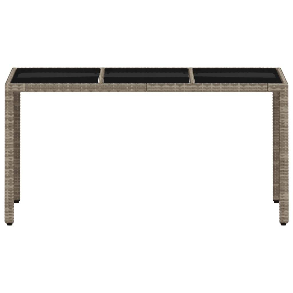 Table de Jardin Rectangulaire 150cm 6 Personnes Gris Clair, Résine Tressée et Verre Sécurit – ComfortXL Outdoor Living - Image 5