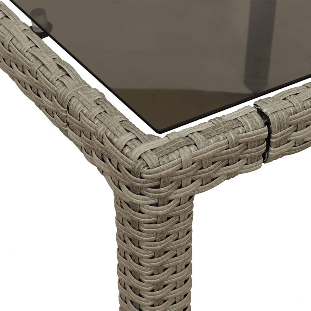 Table de Jardin Rectangulaire 150cm 6 Personnes Gris Clair, Résine Tressée et Verre Sécurit – ComfortXL Outdoor Living - Image 9