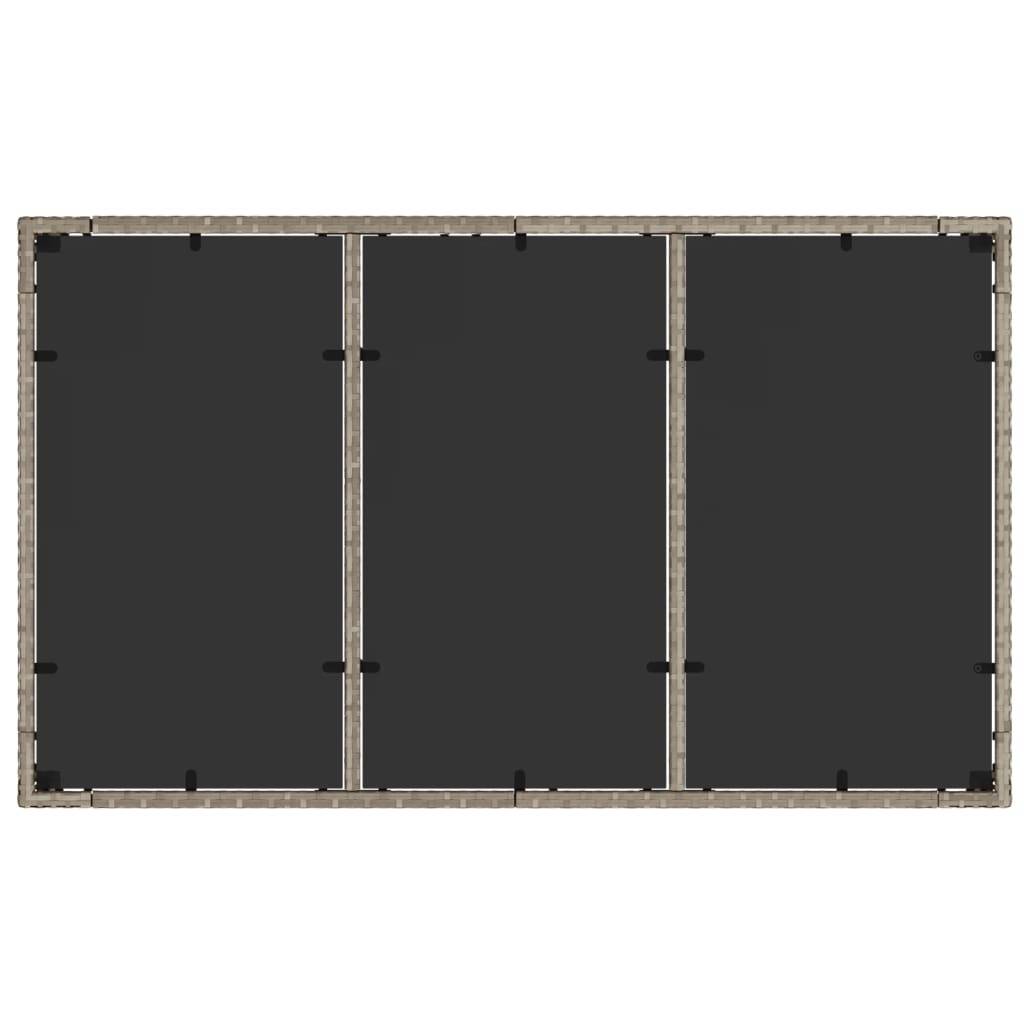 Table de Jardin Rectangulaire 150cm 6 Personnes Gris Clair, Résine Tressée et Verre Sécurit – ComfortXL Outdoor Living - Image 8