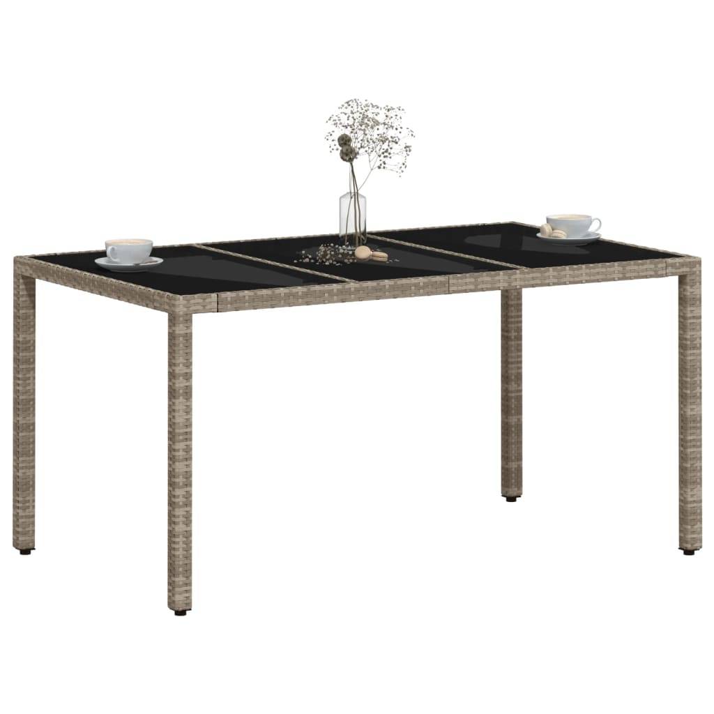 Table de Jardin Rectangulaire 150cm 6 Personnes Gris Clair, Résine Tressée et Verre Sécurit – ComfortXL Outdoor Living - Image 4