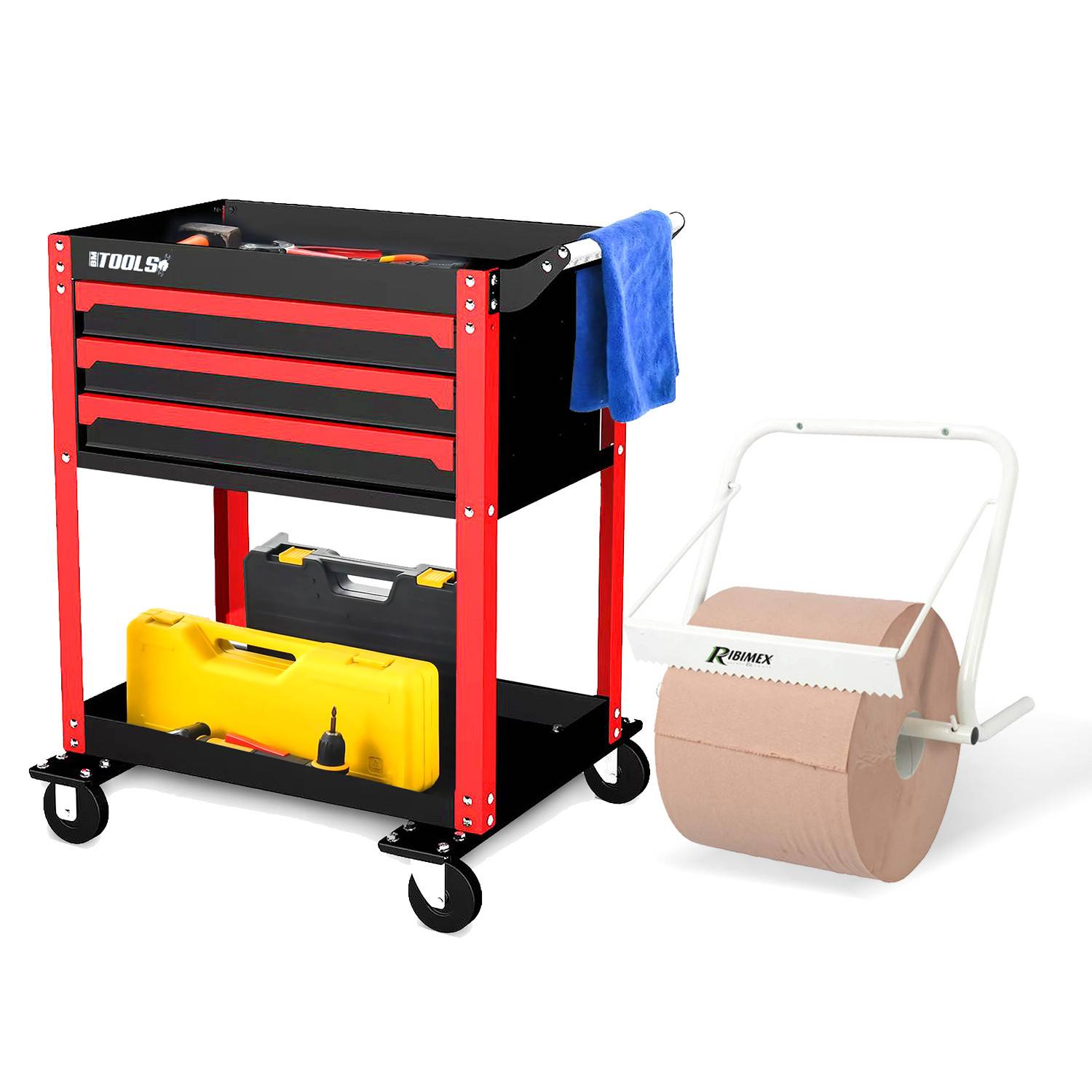 Chariot servante d'Atelier Chariot à Outil BM TOOLS BMT TOOL DRAWER - 3 Tiroirs à glissières - avec Distributeur de papier - Image 1