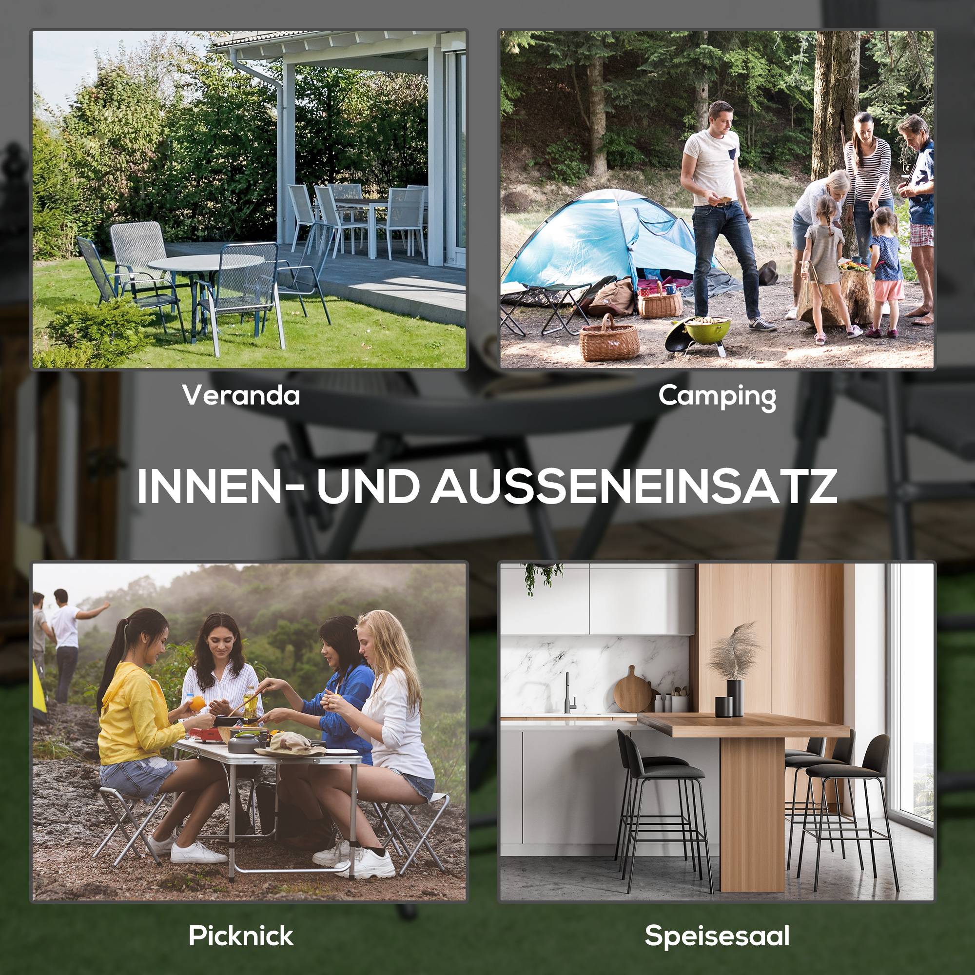 ComfortXL - Table pliante de jardin métal noir Ø45 cm pour balcon camping plateau verre sécurisé - ComfortXL Outdoor Living - Image 8