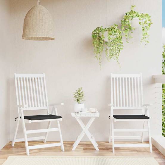 Coussins de chaise de jardin lot de 2 | Coussins d'extérieur noir 50x50x4 cm Maison Chic - Image 2