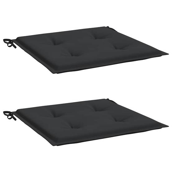Coussins de chaise de jardin lot de 2 | Coussins d'extérieur noir 50x50x4 cm Maison Chic - Image 3