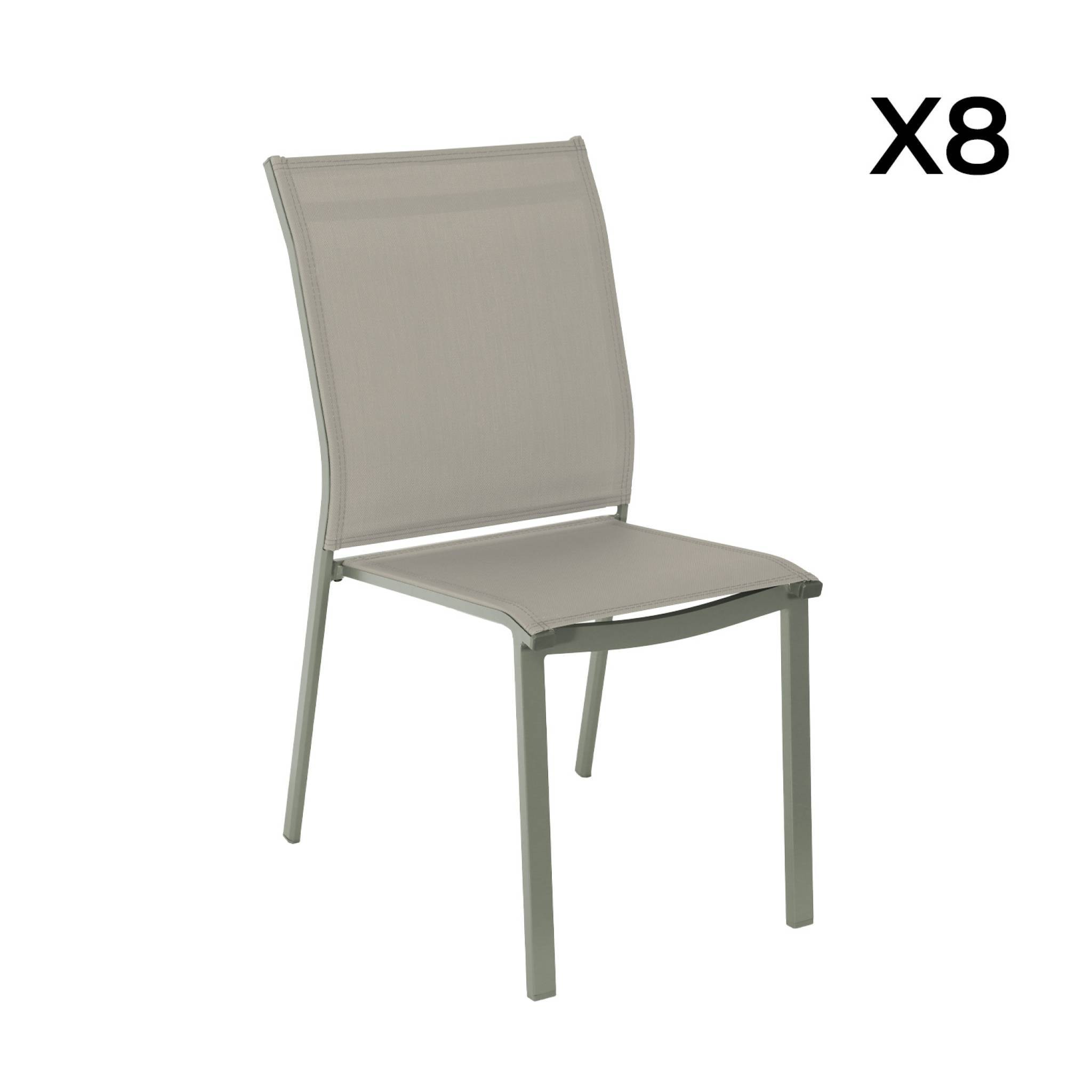 Table de jardin bois d'acacia et aluminium + 8 assises kaki - Eldora + Buffalo | sweeek - Image 5