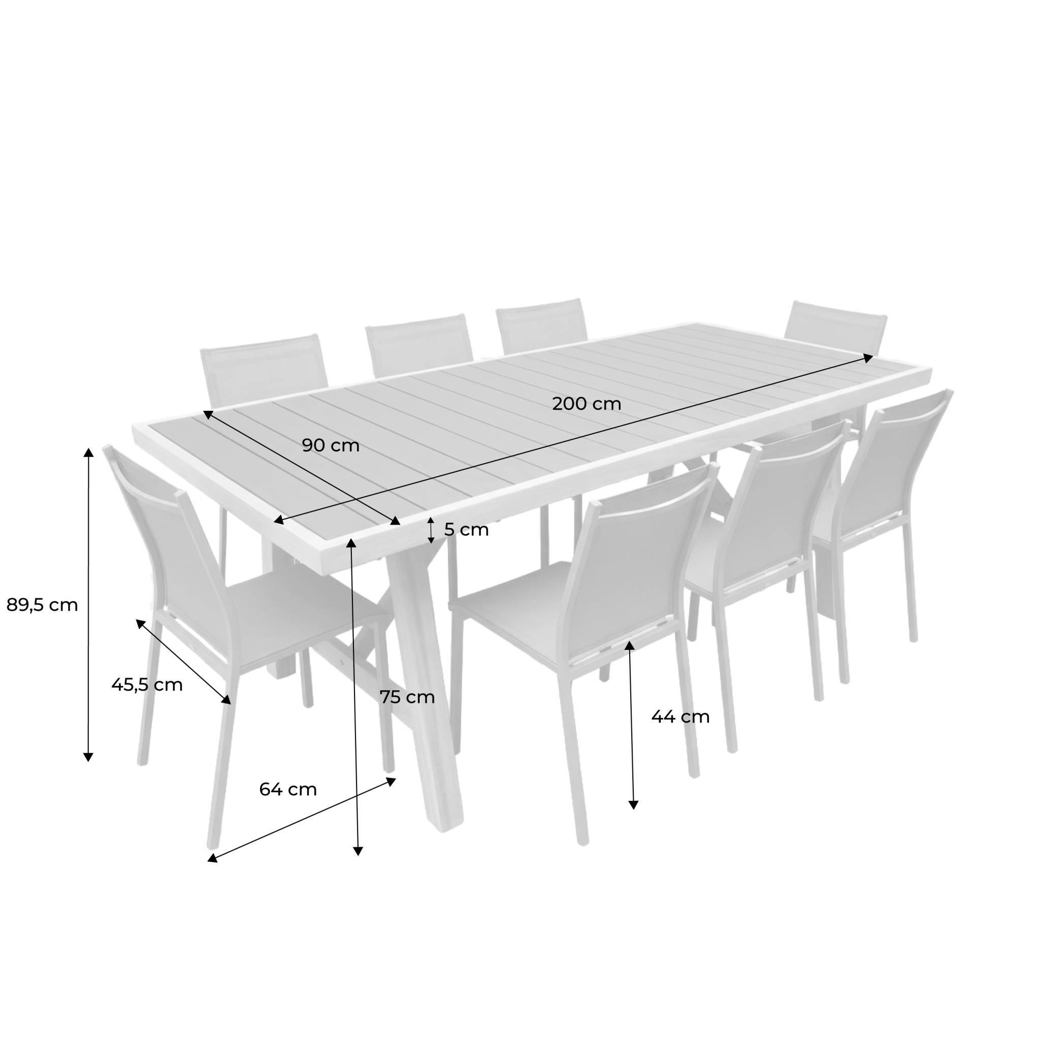 Table de jardin bois d'acacia et aluminium + 8 assises kaki - Eldora + Buffalo | sweeek - Image 4