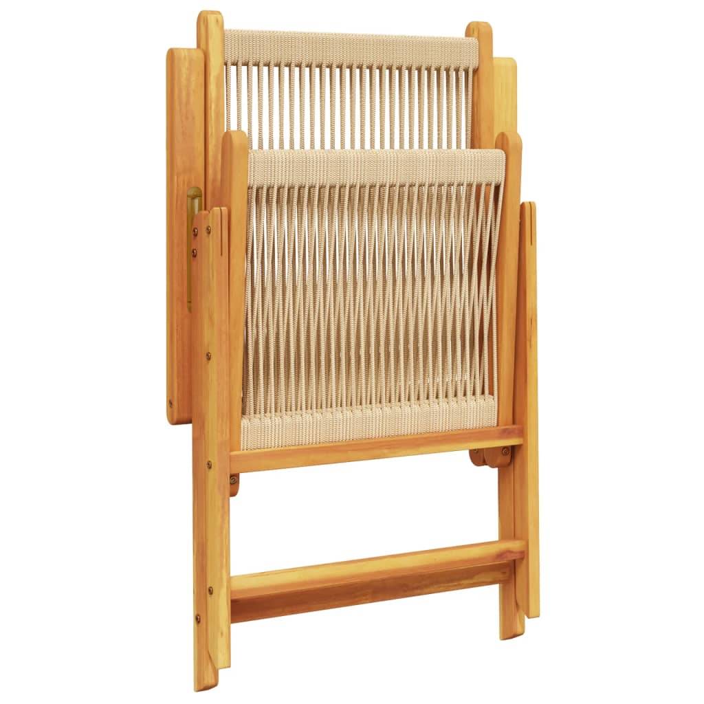 Chaises de jardin bois d'acacia et polypropylène beige 57 x 70 x 109 cm - PANGIVO - Image 8