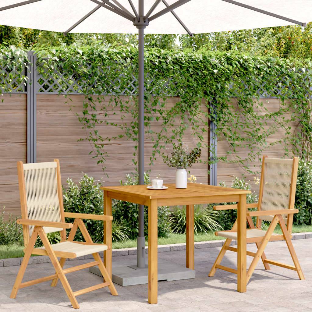 Chaises de jardin bois d'acacia et polypropylène beige 57 x 70 x 109 cm - PANGIVO - Image 3