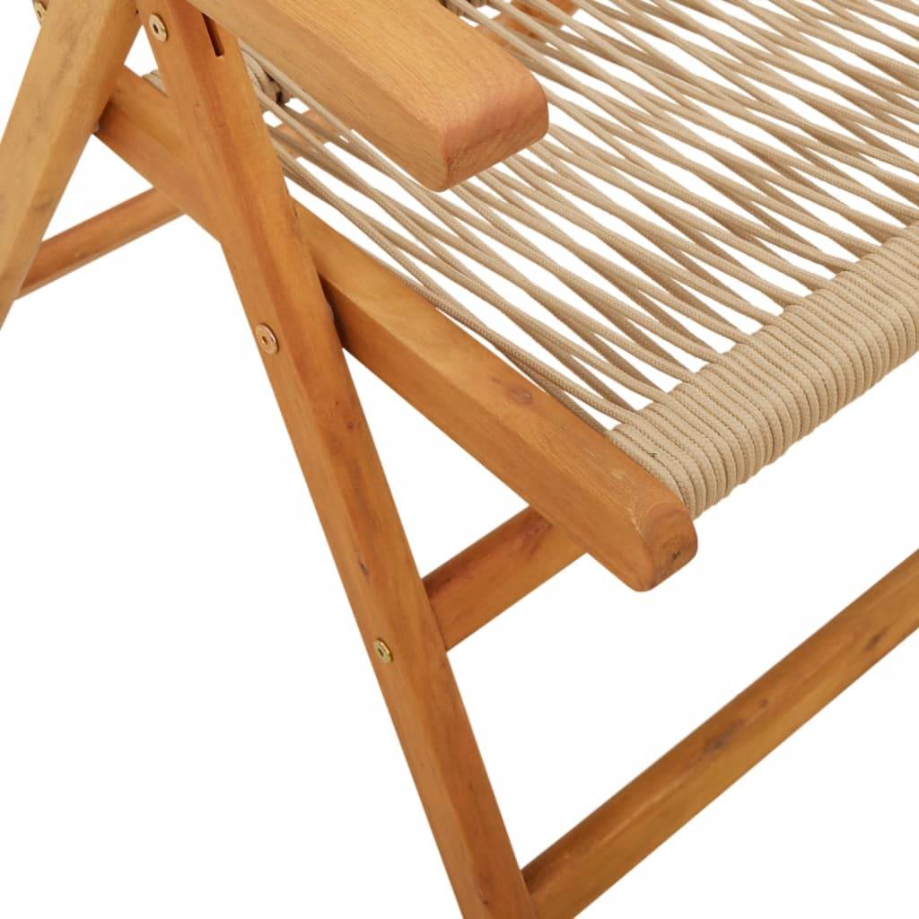Chaises de jardin bois d'acacia et polypropylène beige 57 x 70 x 109 cm - PANGIVO - Image 10