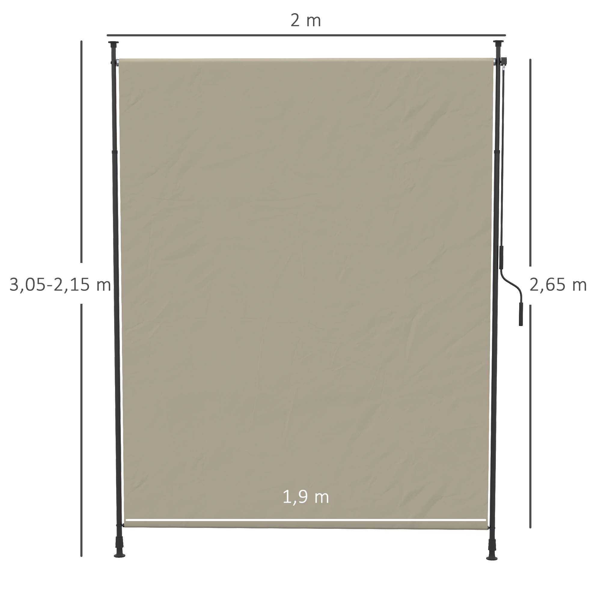 Store vertical aluminium sable 200 x 3.8 x 305 cm - PANGIVO - Image 5