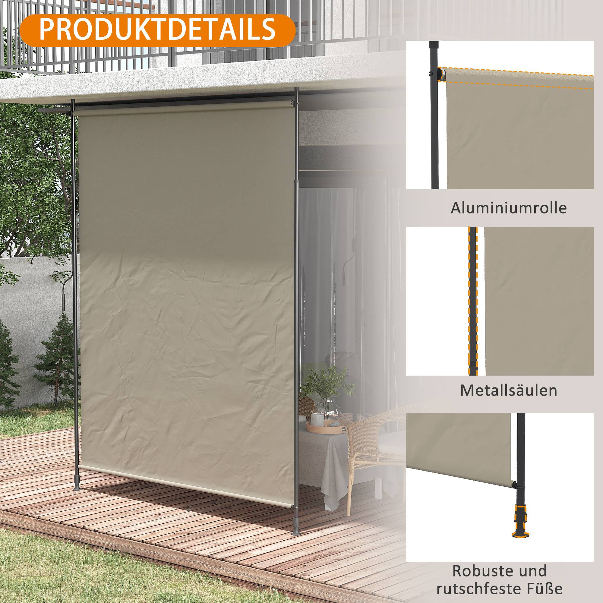 Store vertical aluminium sable 200 x 3.8 x 305 cm - PANGIVO - Image 9