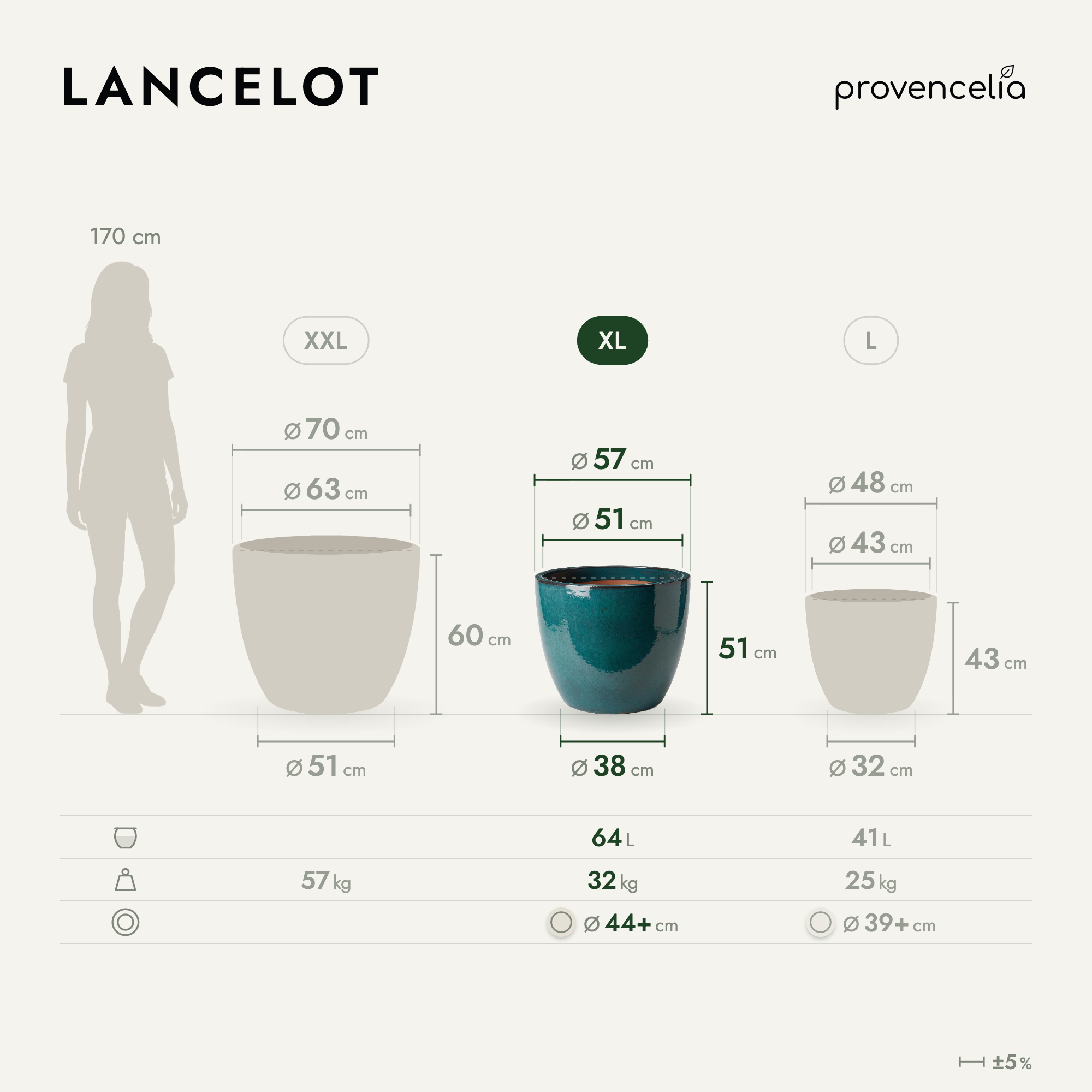 Provencelia - Pot LANCELOT 58x51cm lagon tropical - Image 2