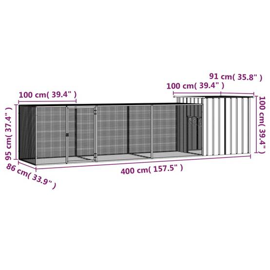 Poulailler Acier Galvanisé Enclos Volailles Avec Extensions 400x91x100cm Anthracite - ComfortXL Outdoor Living - Image 5