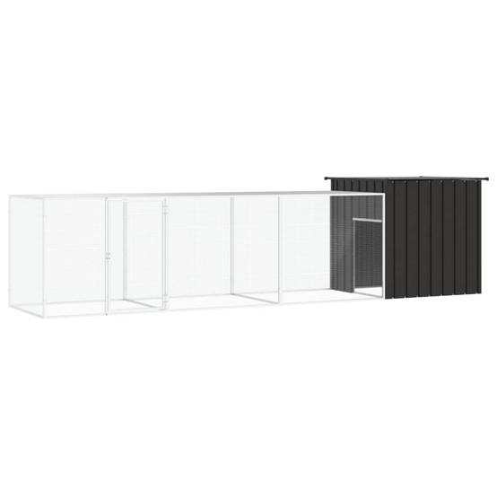 Poulailler Acier Galvanisé Enclos Volailles Avec Extensions 400x91x100cm Anthracite - ComfortXL Outdoor Living - Image 1