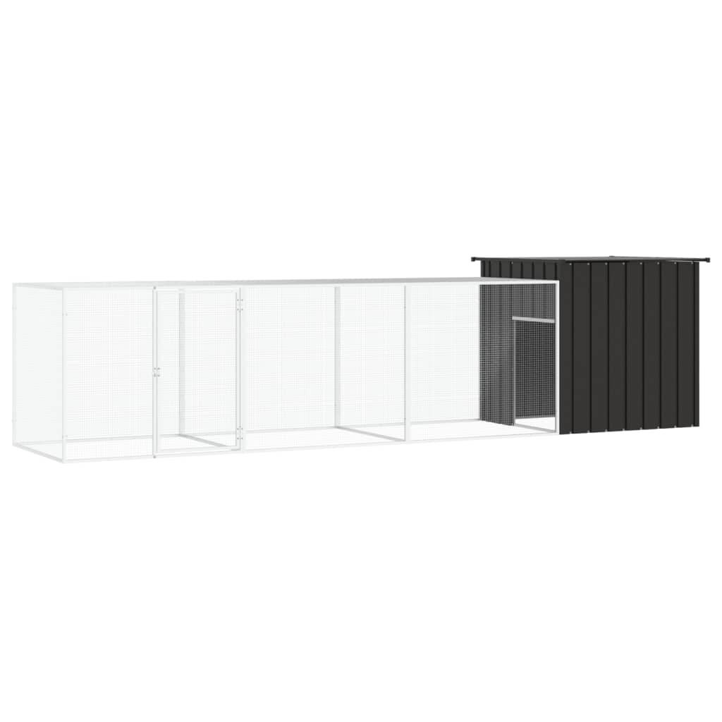 Poulailler Acier Galvanisé Enclos Volailles Avec Extensions 400x91x100cm Anthracite - ComfortXL Outdoor Living - Image 1
