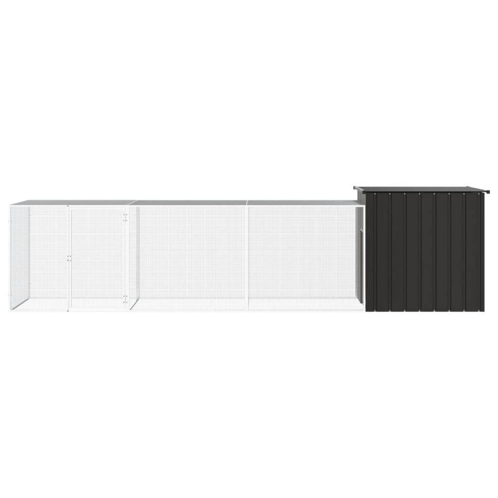 Poulailler Acier Galvanisé Enclos Volailles Avec Extensions 400x91x100cm Anthracite - ComfortXL Outdoor Living - Image 3