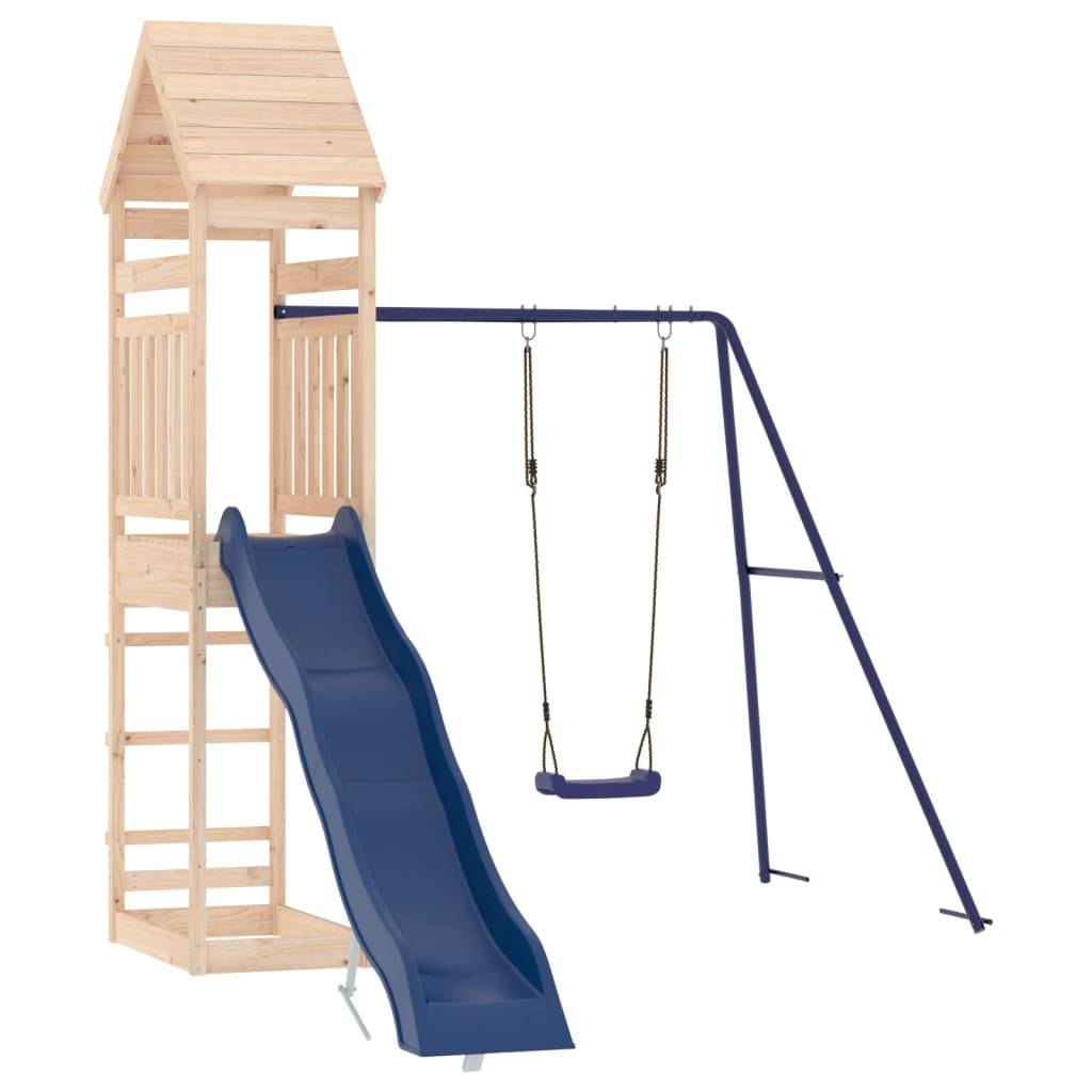 Helloshop26 - Aire de jeux d'extérieur balançoires toboggan portiques robuste jeux jardin 245 x 373 x 264 cm bois de pin massif - Image 1