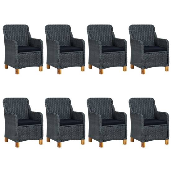 ComfortXL - Salon de Jardin 8 Places Gris Anthracite, Table Verre et Chaises avec Pieds en Bois – ComfortXL Outdoor Living - Image 2