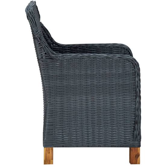 ComfortXL - Salon de Jardin 8 Places Gris Anthracite, Table Verre et Chaises avec Pieds en Bois – ComfortXL Outdoor Living - Image 6