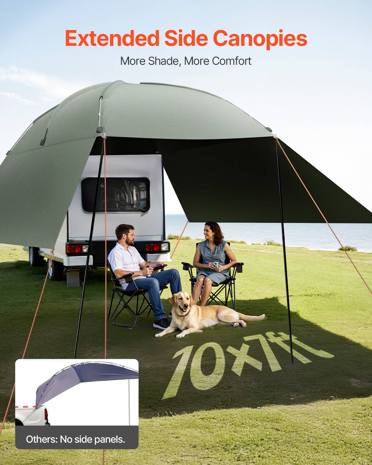 VEVOR Auvent voiture 3x2.1m PU2000 résistant intempéries avec sac. Pour SUV, fourgonnettes, camping-cars. - Image 4