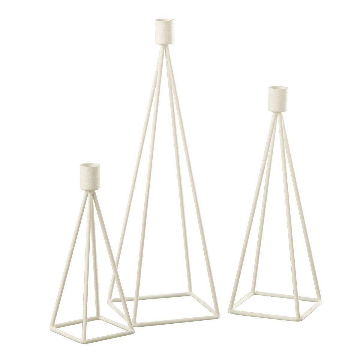 Lot de 3 Chandeliers Design "Désiré" 38cm Blanc - Image 1