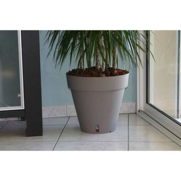 Riss - Bac A Fleurs Rond Riviera Loft - Plastique - Diametre 40 Cm - Taupe - Image 2