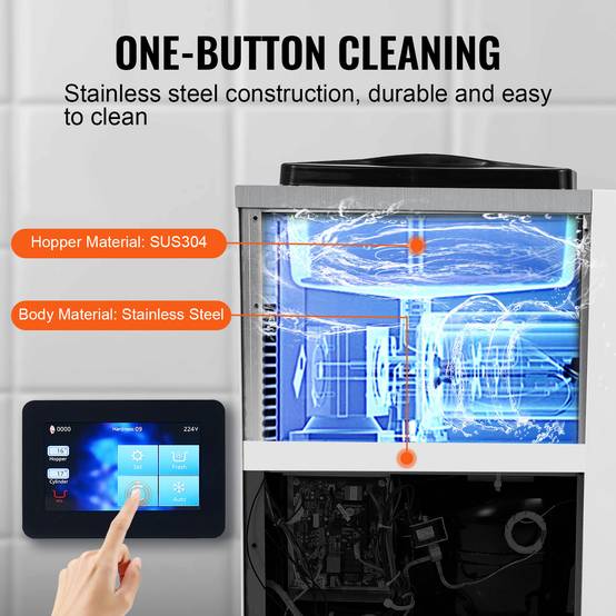 VEVOR Machine à glace italienne 10 L/h 900W, 1 saveur, trémie inox 4L, pré-refroidissement auto, écran tactile. - Image 4