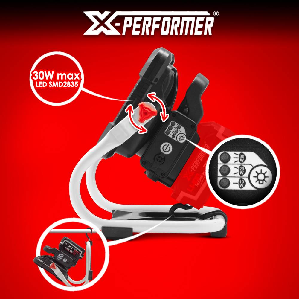 Projecteur de chantier rechargeable 20V avec batterie 4Ah - X Performer - Image 2