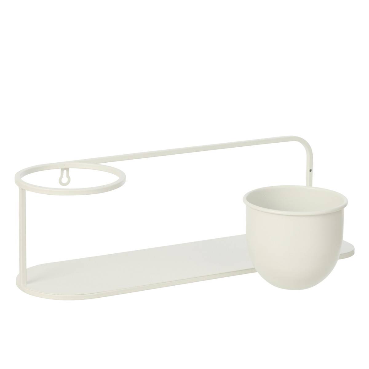 J-Line - Étagère Murale Avec Cache-Pot "Duo" 53cm Blanc - Image 2