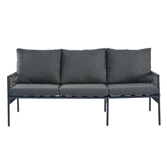 Ensemble de mobilier de jardin, avec inclinaison réglable (5 positions, jusqu'à 55°), tubes en acier galvanisé, noir + gris - Gamm vert Ensemble de mobilier de jardin, avec inclinaison réglable (5 positions, jusqu'à 55°), tubes en acier galvanisé, noir + gris - Gamm vert