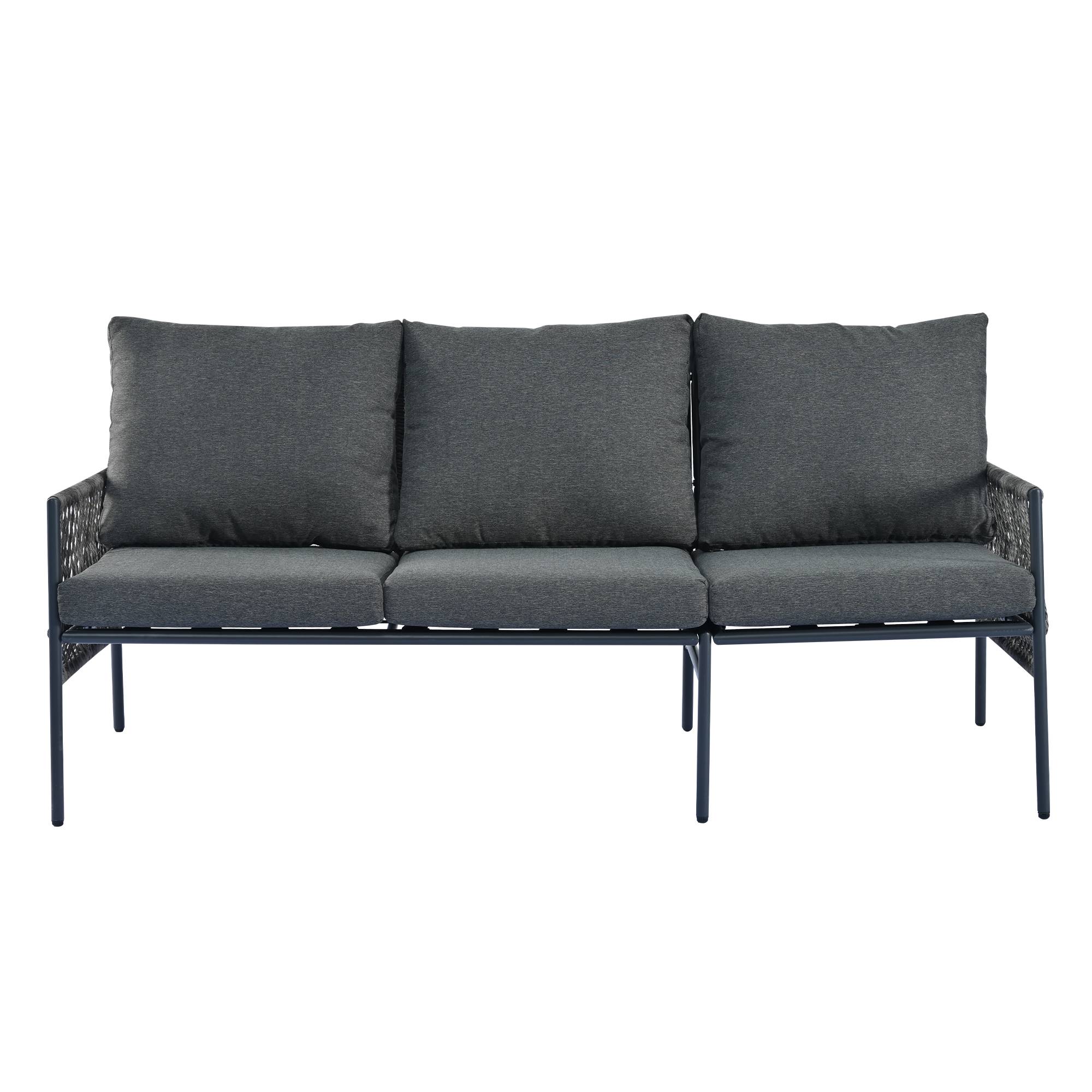 Ensemble de mobilier de jardin, avec inclinaison réglable (5 positions, jusqu'à 55°), tubes en acier galvanisé, noir + gris - Gamm vert