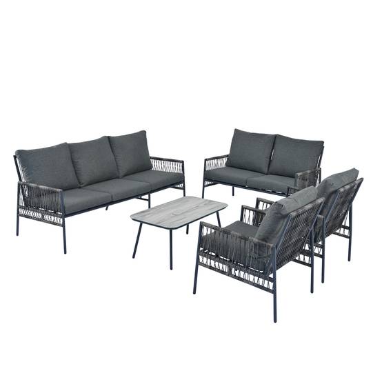 Ensemble Jardin, Canapé Angle Transformable 2 Lits, Inclinaison 5 Niveaux 55°, Acier Galvanisé, Table Bois Composite,Rangements,Gris - Jardin Ensemble Jardin, Canapé Angle Transformable 2 Lits, Inclinaison 5 Niveaux 55°, Acier Galvanisé, Table Bois Composite,Rangements,Gris - Jardin