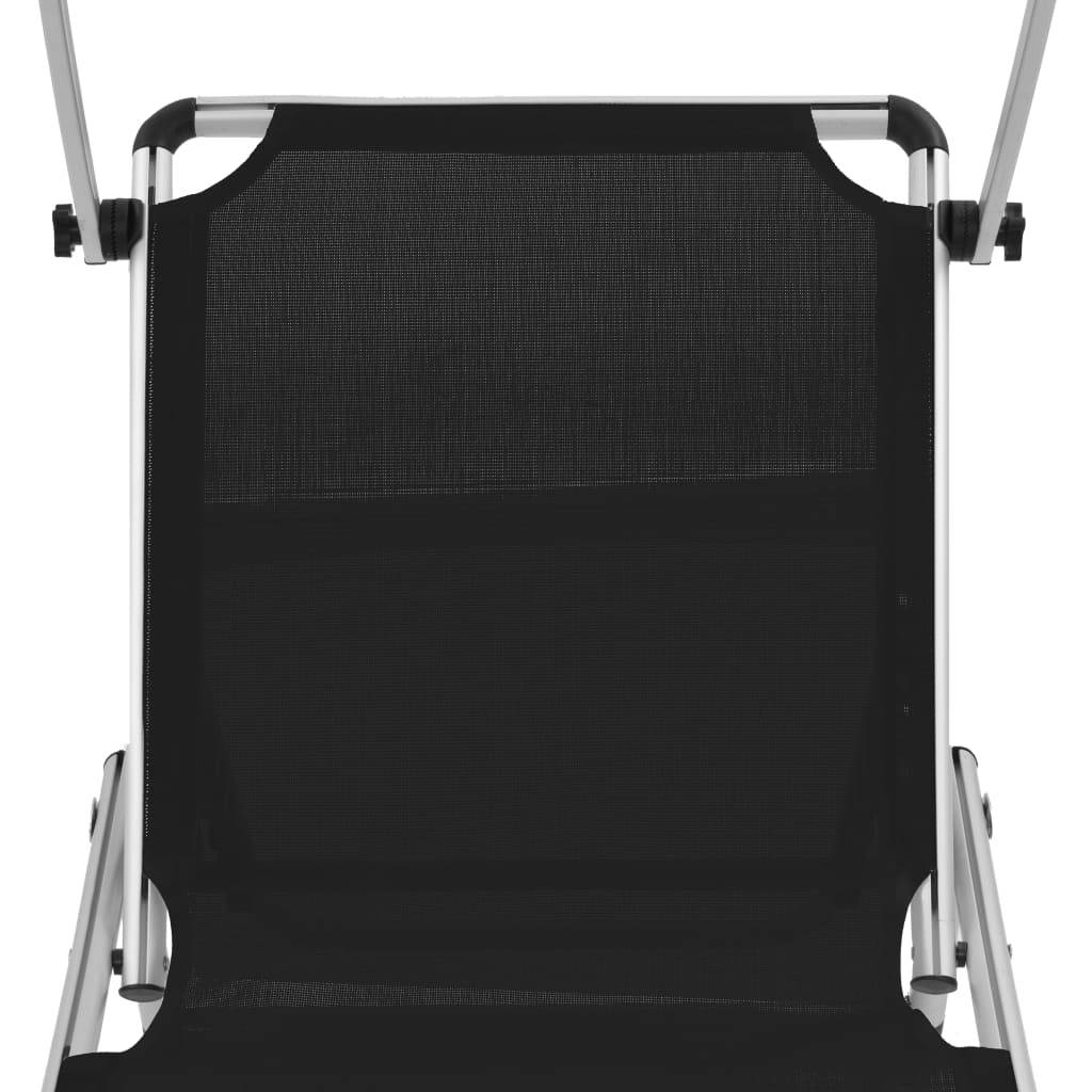 Helloshop26 - Chaises longues pliables et toit 2 pièces aluminium textilène noir - Image 8