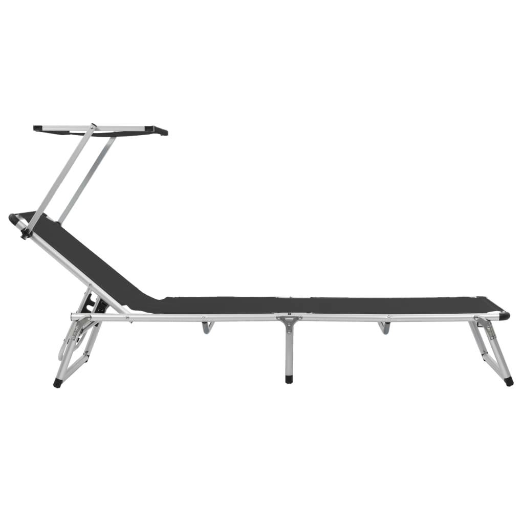 Helloshop26 - Chaises longues pliables et toit 2 pièces aluminium textilène noir - Image 4