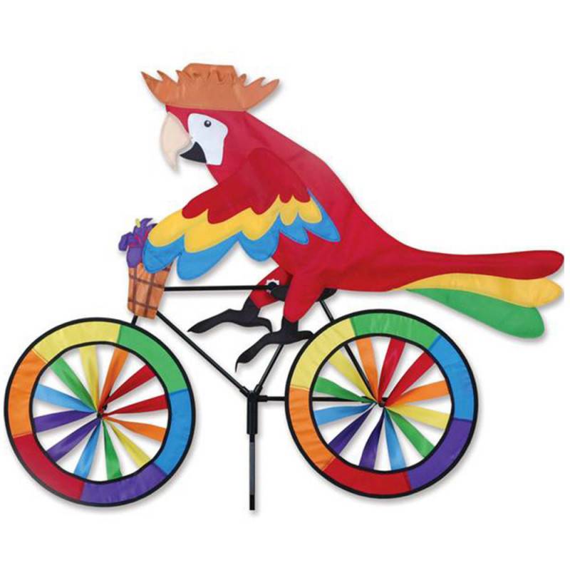 Moulin à vent décoratif - Premier Kite - Perroquet sur son vélo - Image 1