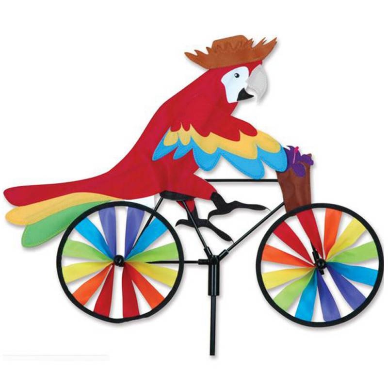 Moulin à vent décoratif - Premier Kite - Perroquet sur son vélo - Image 2