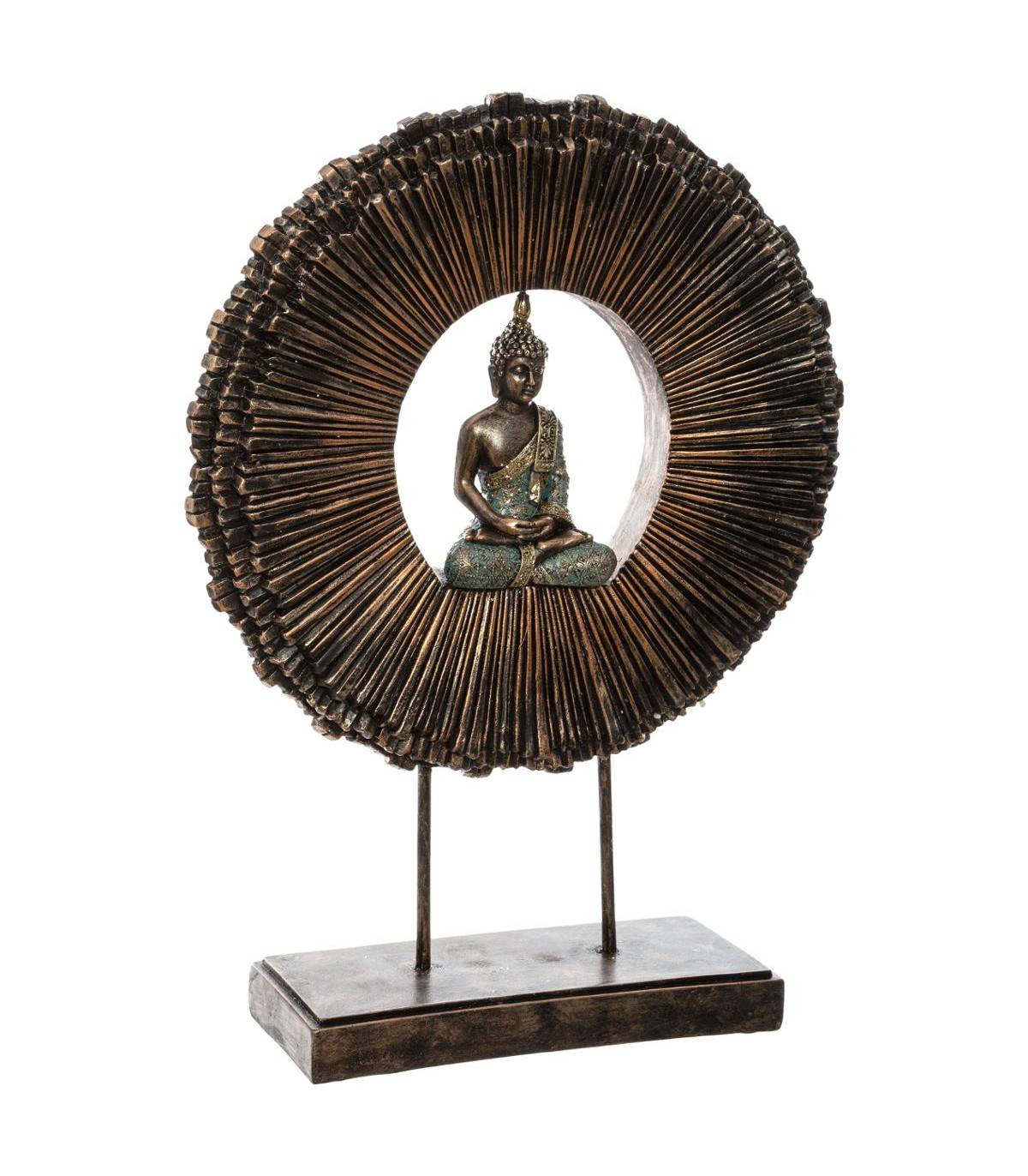 Sculpture décorative Bouddha en résine sur support H 50 cm - Image 1