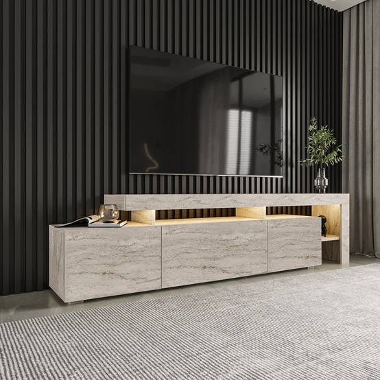 Hanah Home - Meuble Tv En Bois "beliz" - 192 X 37 X 53 Cm - Travertin -hanah Home - Image 3