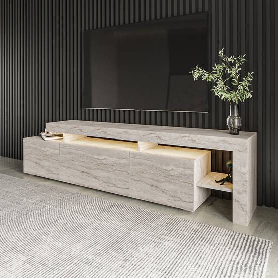Hanah Home - Meuble Tv En Bois "beliz" - 192 X 37 X 53 Cm - Travertin -hanah Home - Image 4