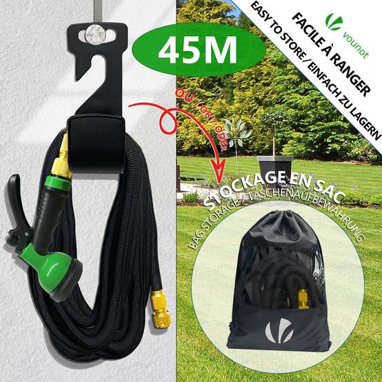 Tuyau d’Arrosage Extensible 45m Renforce avec Accessoires noir - Image 5